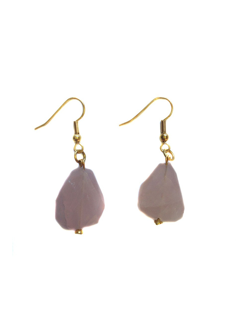 Clous d'oreille Marguerite de Valois en quartz rose