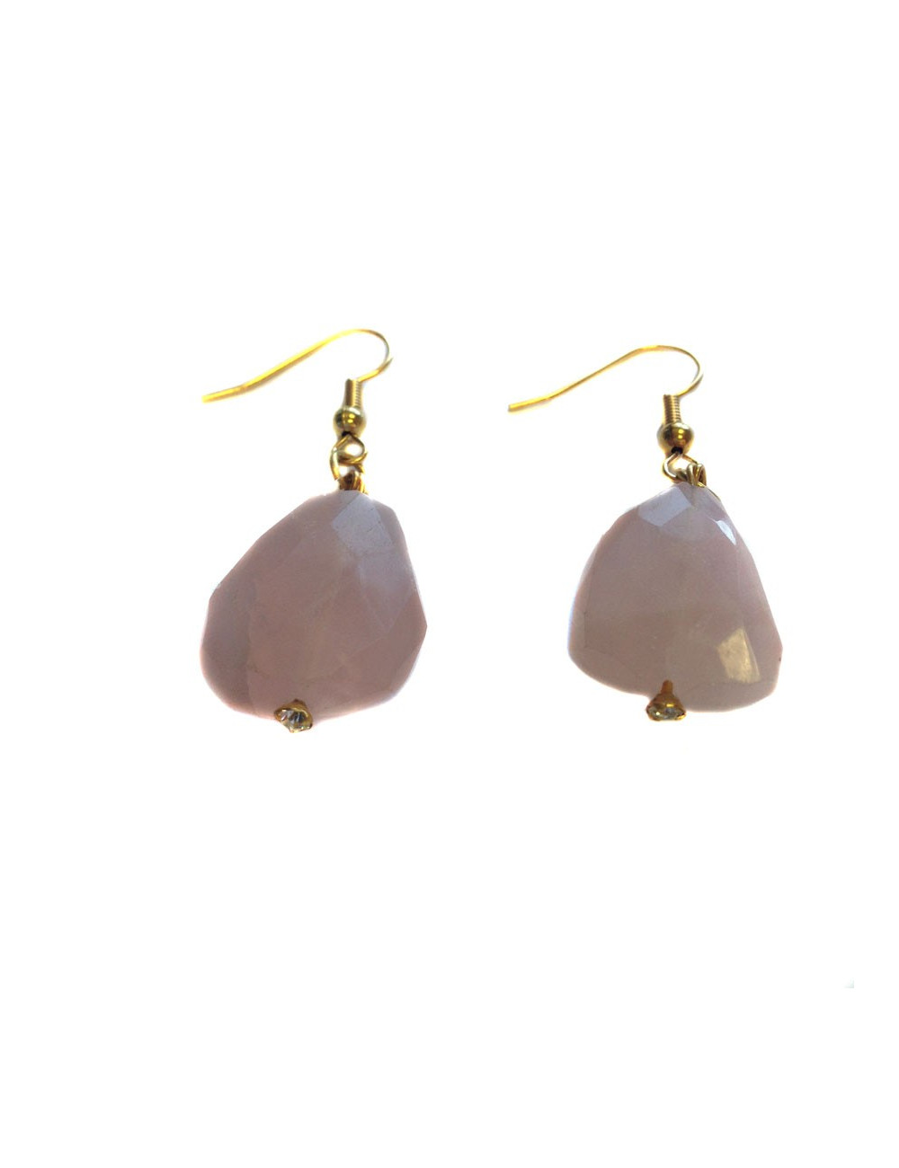 Clous d'oreille Marguerite de Valois en quartz rose