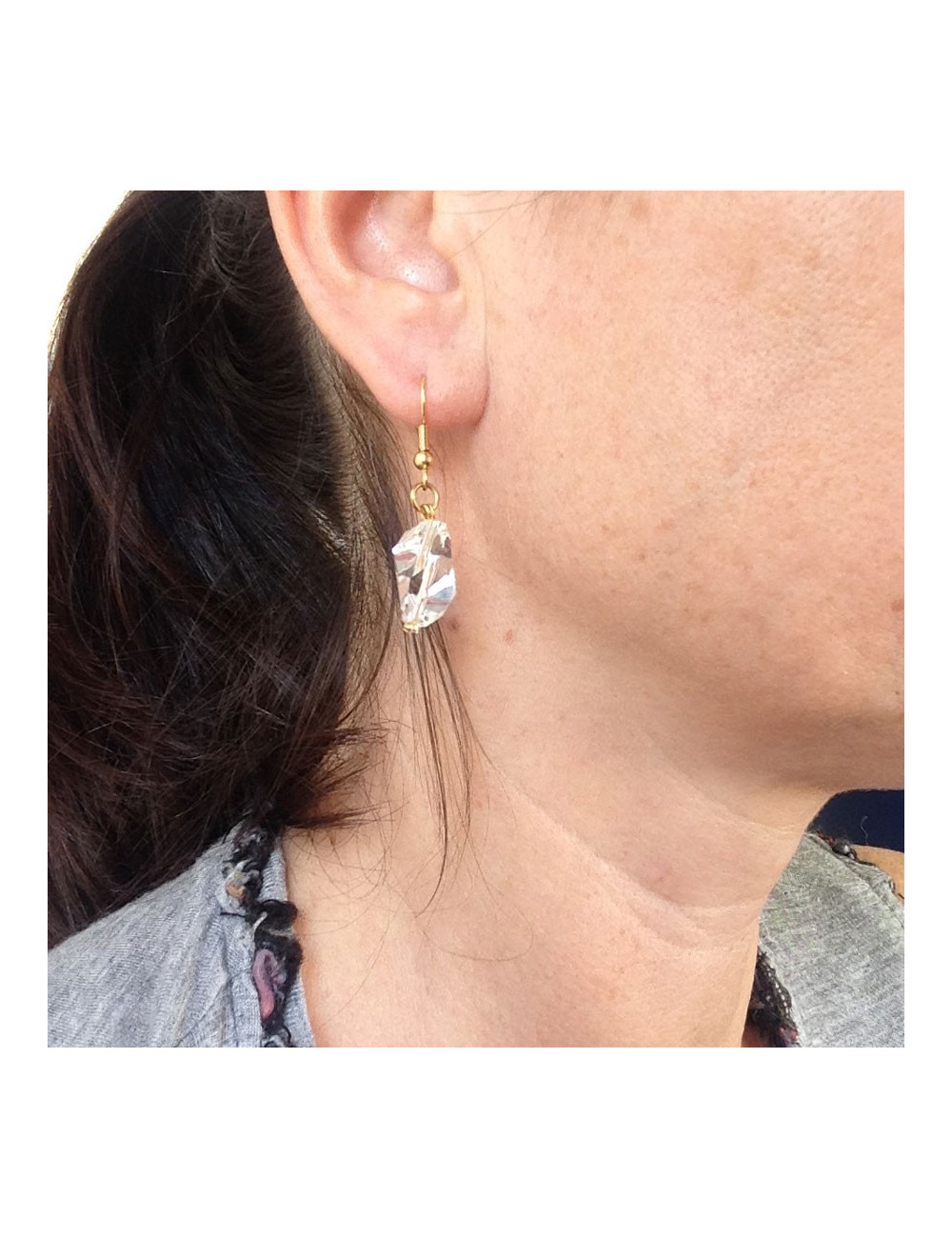 Clous d'oreille MARGUERITE DE VALOIS  en cristal Swarovski transparent