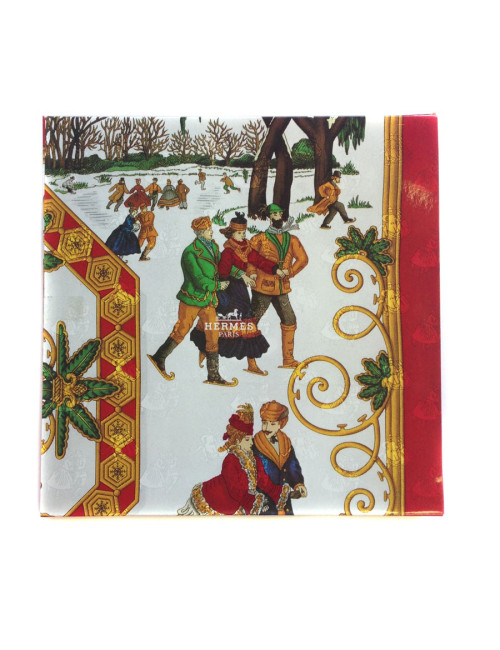 Châle "Folklore"HERMES en soie 