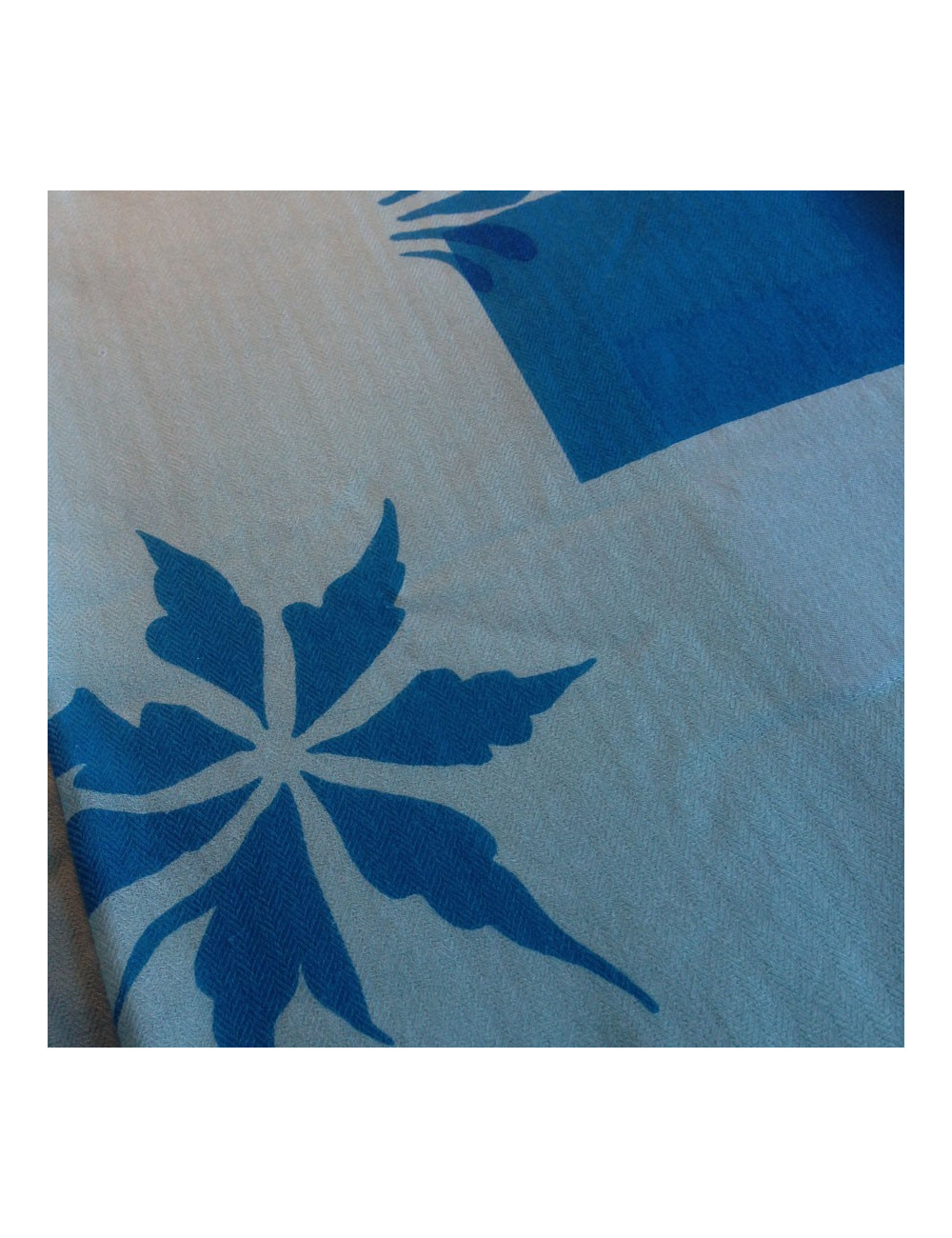 Grand châle HERMES bleu  avec motifs cachemire et laine