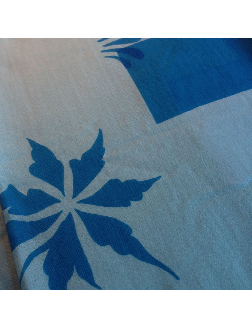 Grand châle HERMES bleu  avec motifs cachemire et laine