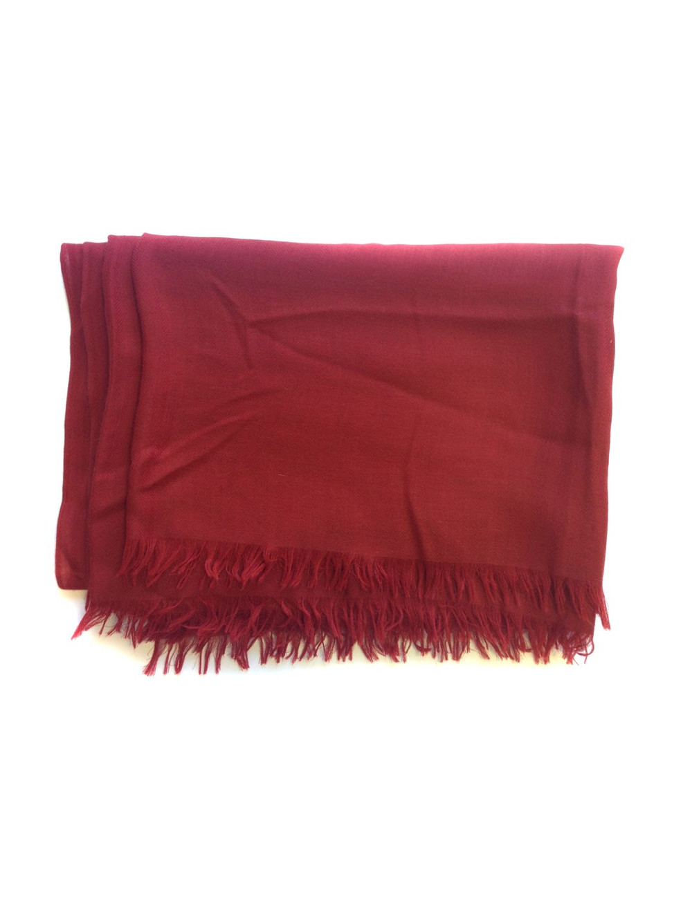 Grand châle HERMES brique en cachemire et laine