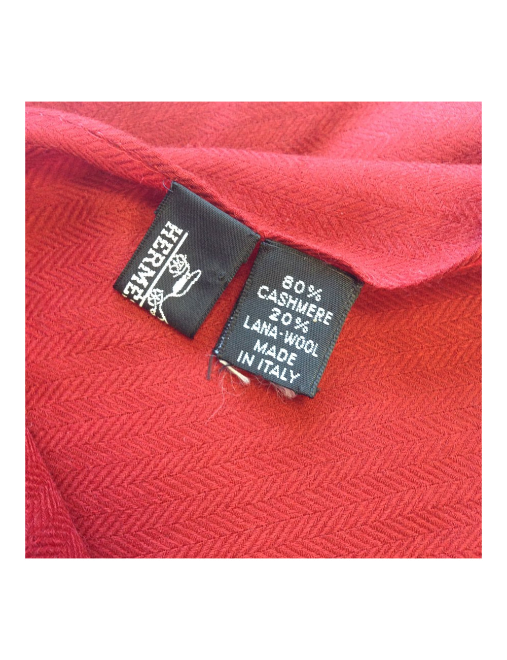 Grand châle HERMES brique en cachemire et laine