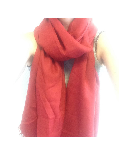 Grand châle HERMES brique en cachemire et laine