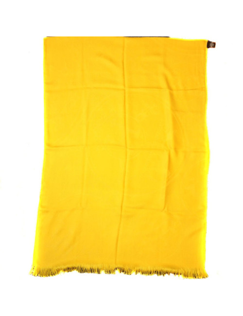 Longue étole HERMES jaune cachemire et soie