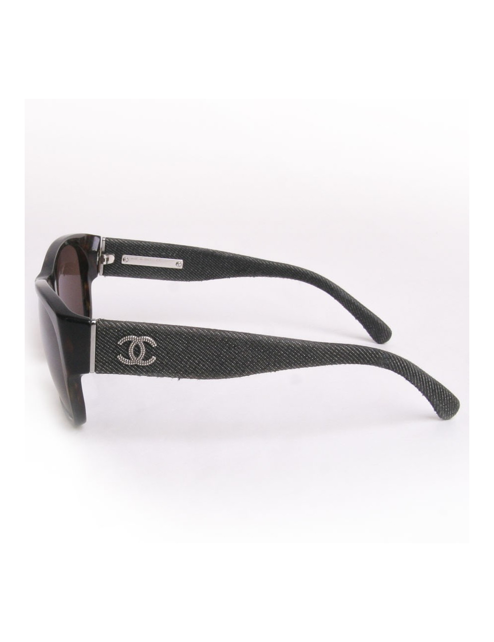 Lunettes de soleil CHANEL branches tissu jean's gris