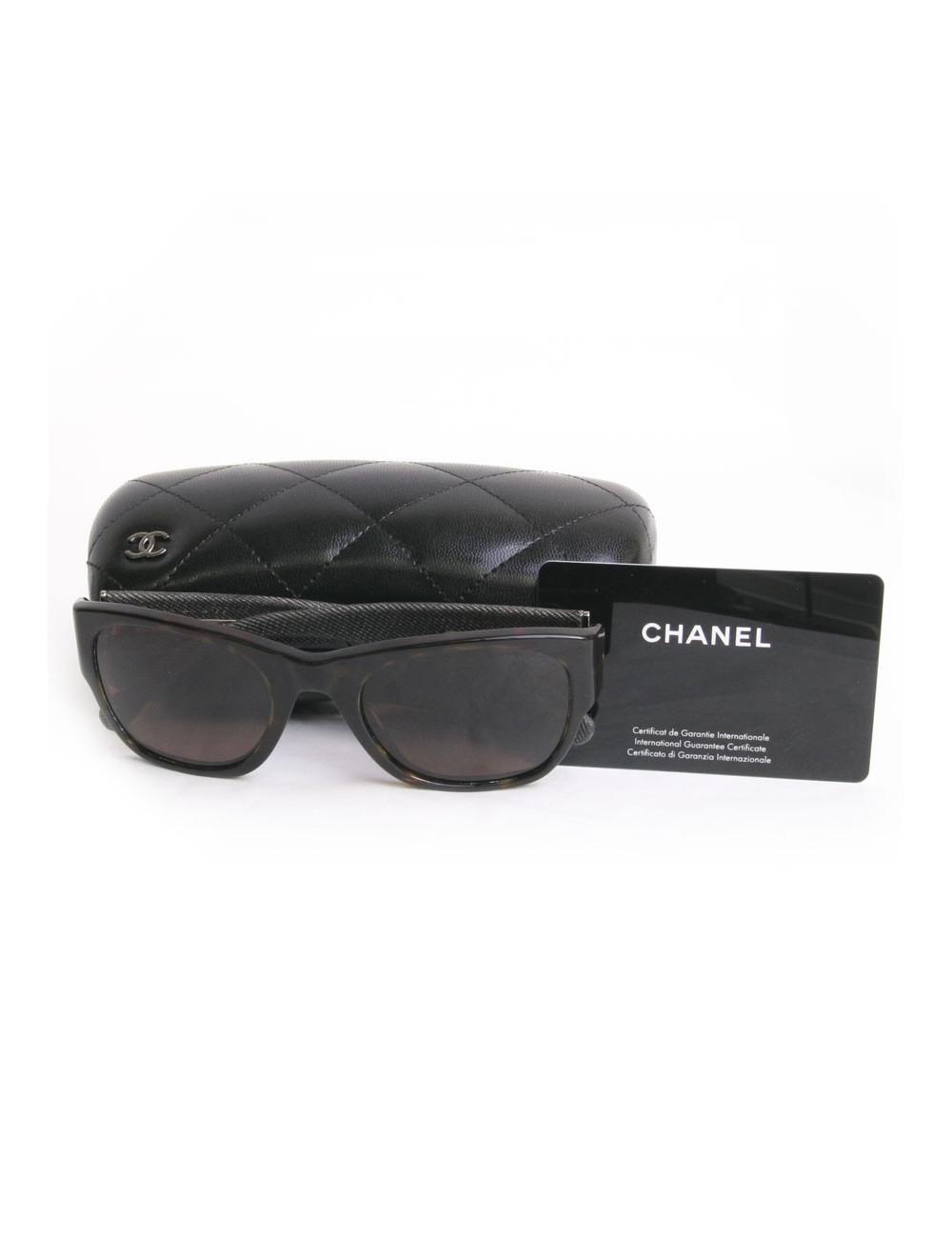 Lunettes de soleil CHANEL branches tissu jean's gris