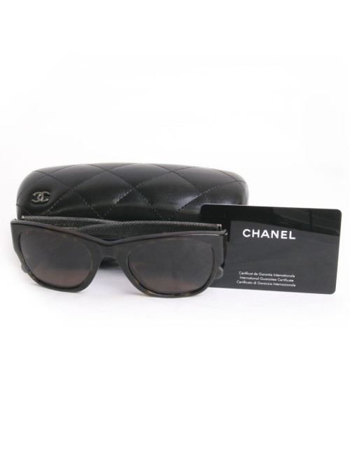 Lunettes de soleil CHANEL branches tissu jean's gris