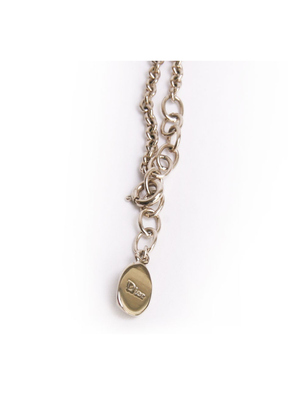 Collier CHRISTIAN DIOR en métal doré et émaillé beige