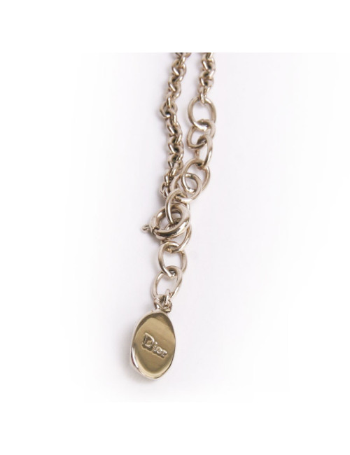 Collier CHRISTIAN DIOR en métal doré et émaillé beige