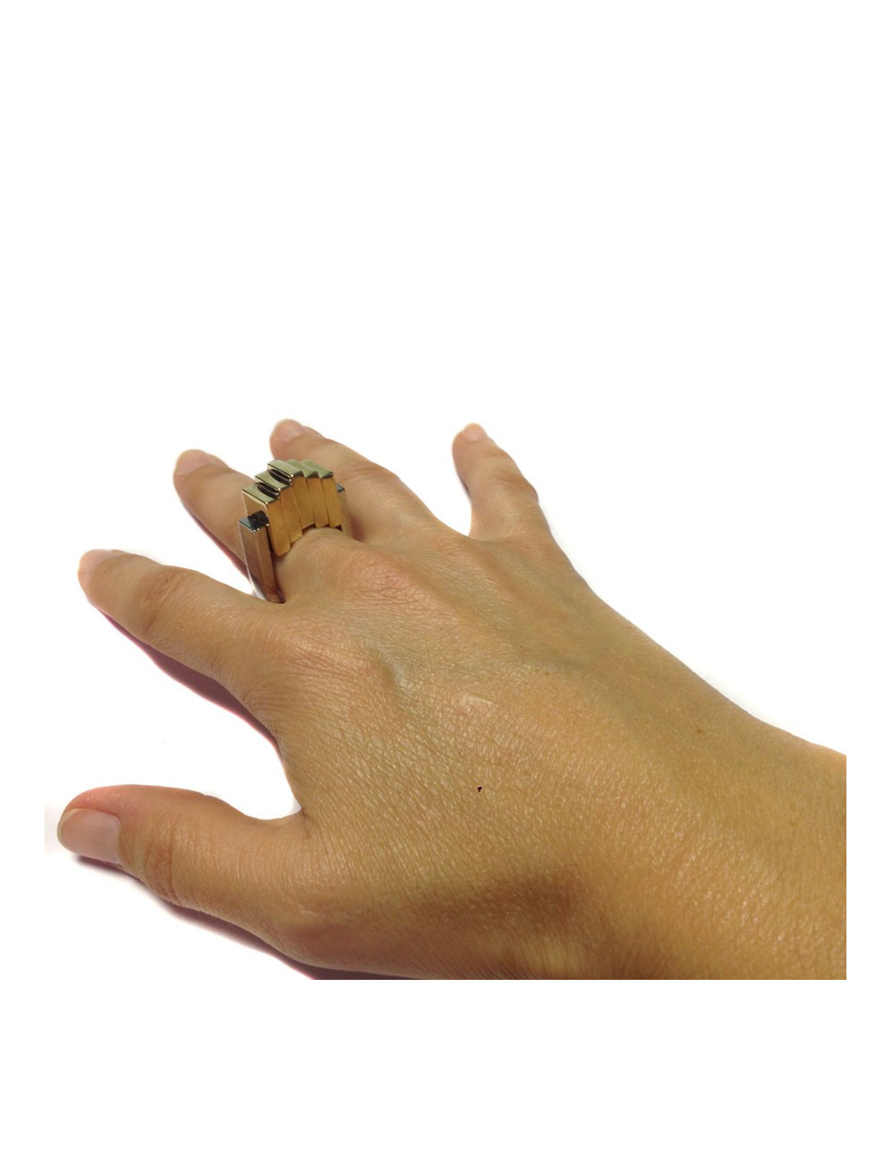 Bague BALENCIAGA T 55 Acier palladium et doré 