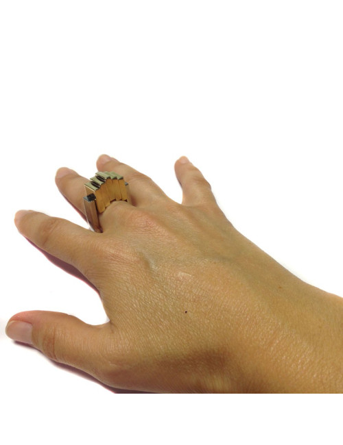 Bague BALENCIAGA T 55 Acier palladium et doré 