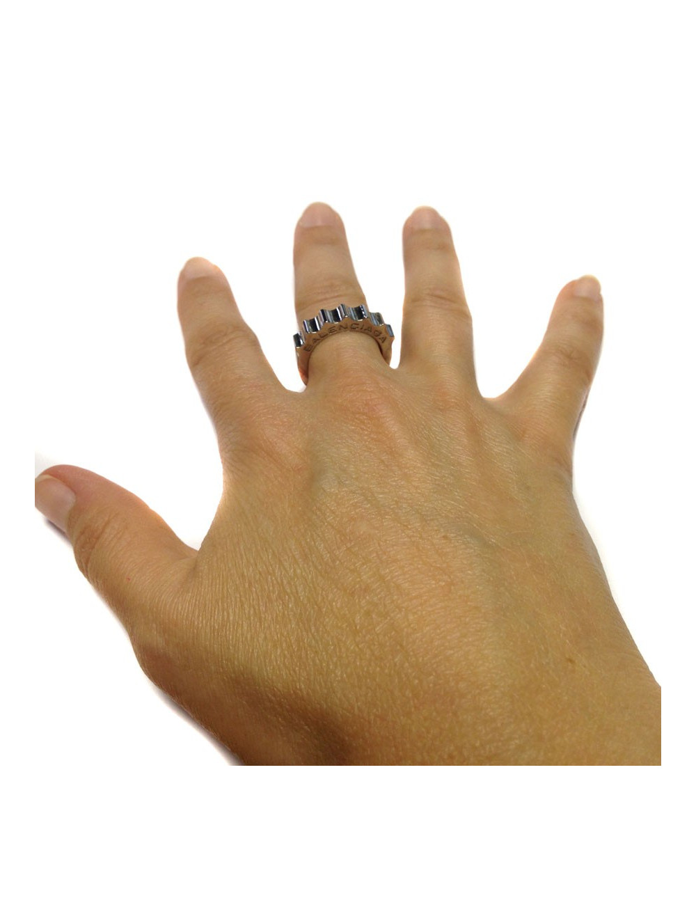 Bague BALENCIAGA T54 anneau dentelé 