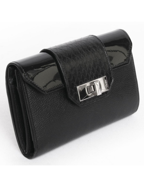CARTIER wallet in black grained leather and snake