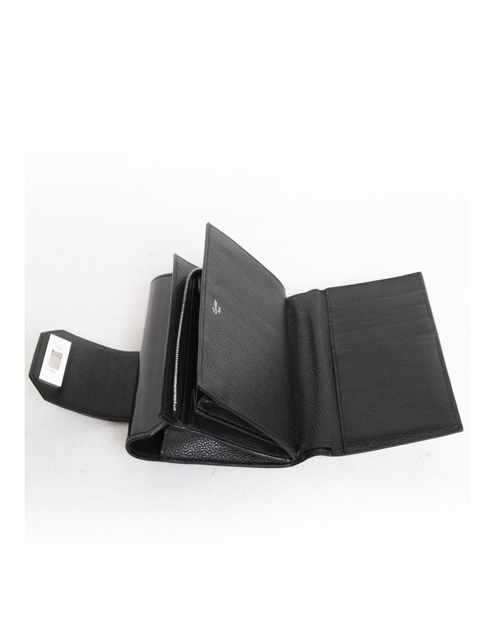 CARTIER wallet in black grained leather and snake