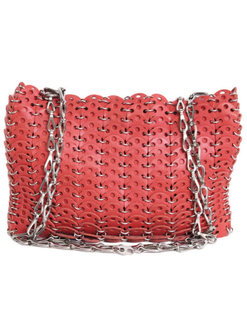 Sac PACO RABANNE cuir corail
