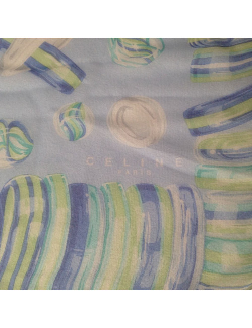 CELINE sly blue silk scarf