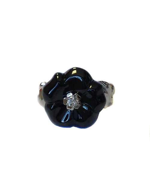 Bague CHANEL camélia céramique et diamant