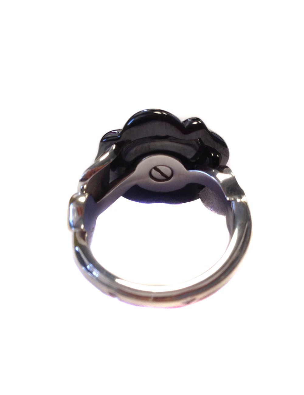 Bague CHANEL camélia diamant céramique et or blanc T54