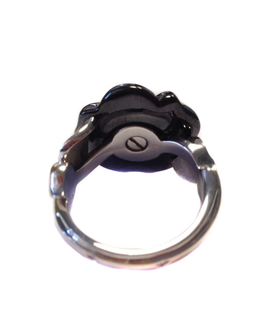 Bague CHANEL camélia céramique et diamant