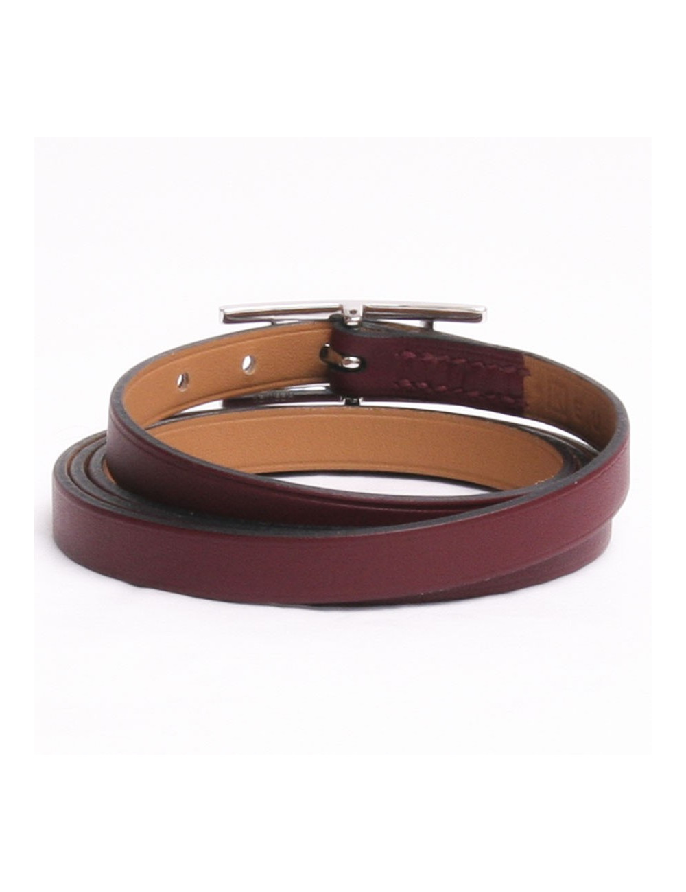 Bracelet "Hapi 3" HERMES en cuir bordeaux
