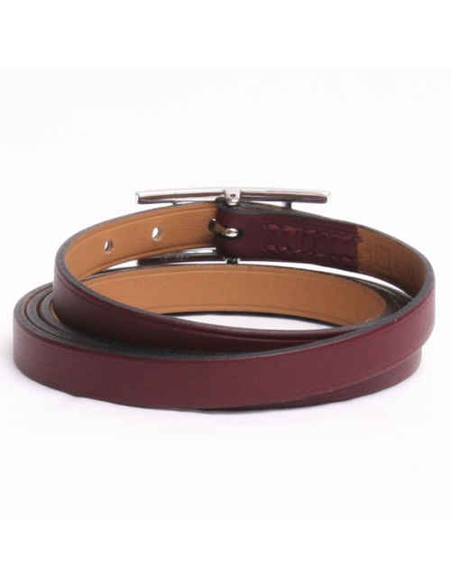 "Hapi 3 MM" HERMES bracelet in red veal: