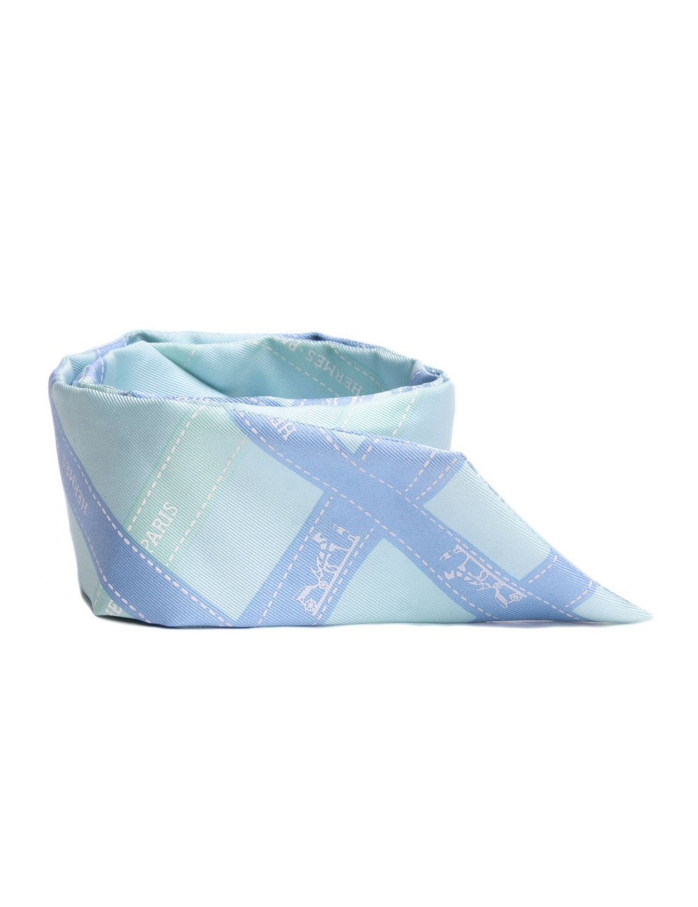 Foulard twily HERMES soie turquoise