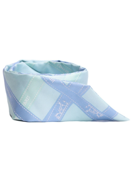 Foulard twily HERMES soie turquoise