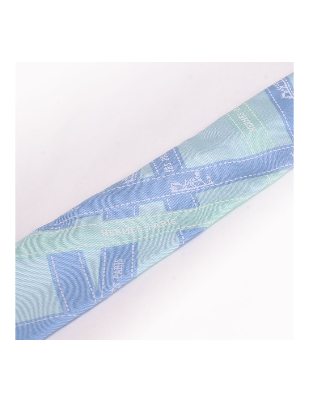 Foulard twily HERMES soie turquoise