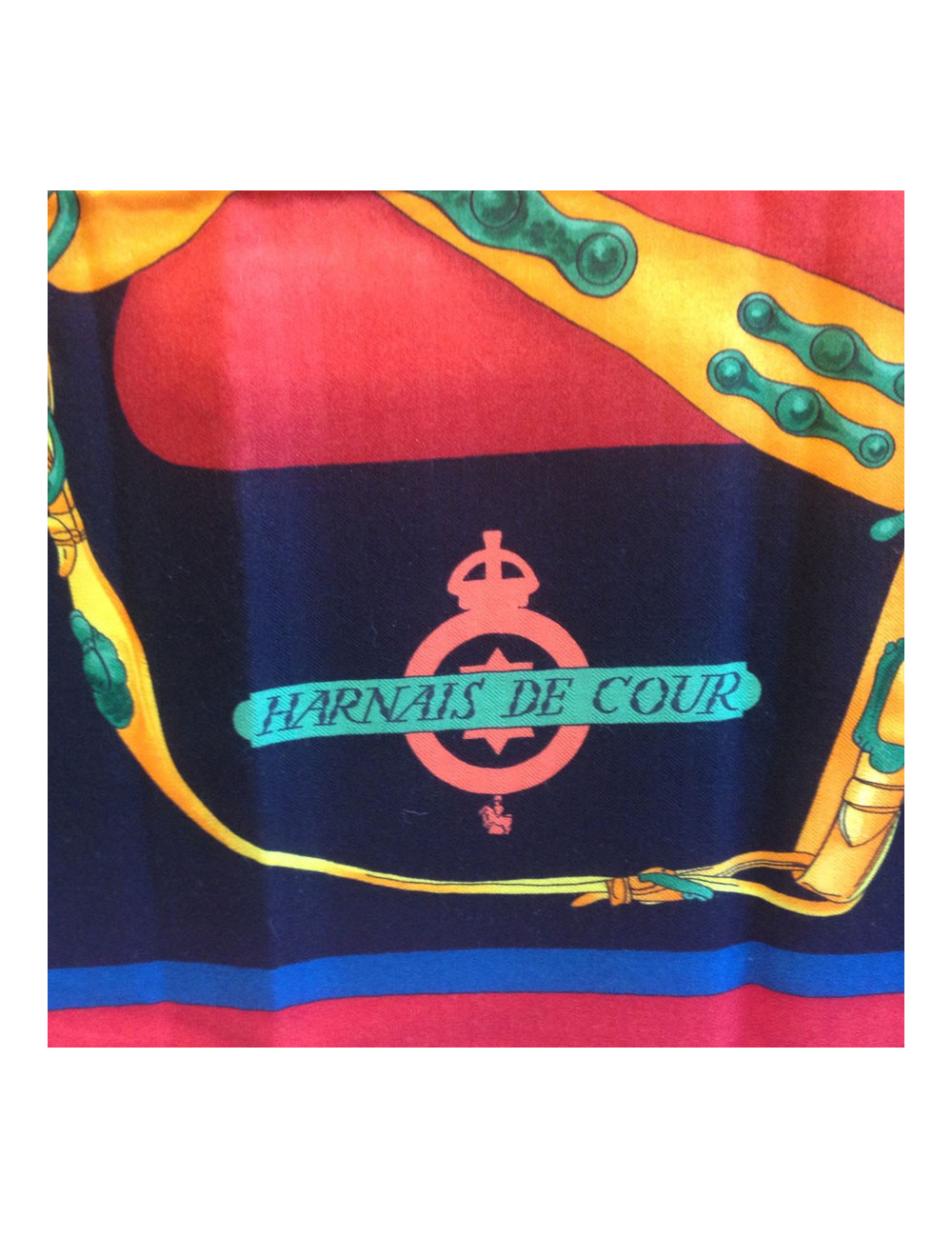 Shawl HERMES "Harness of court" in cashmere and silk red, black, green