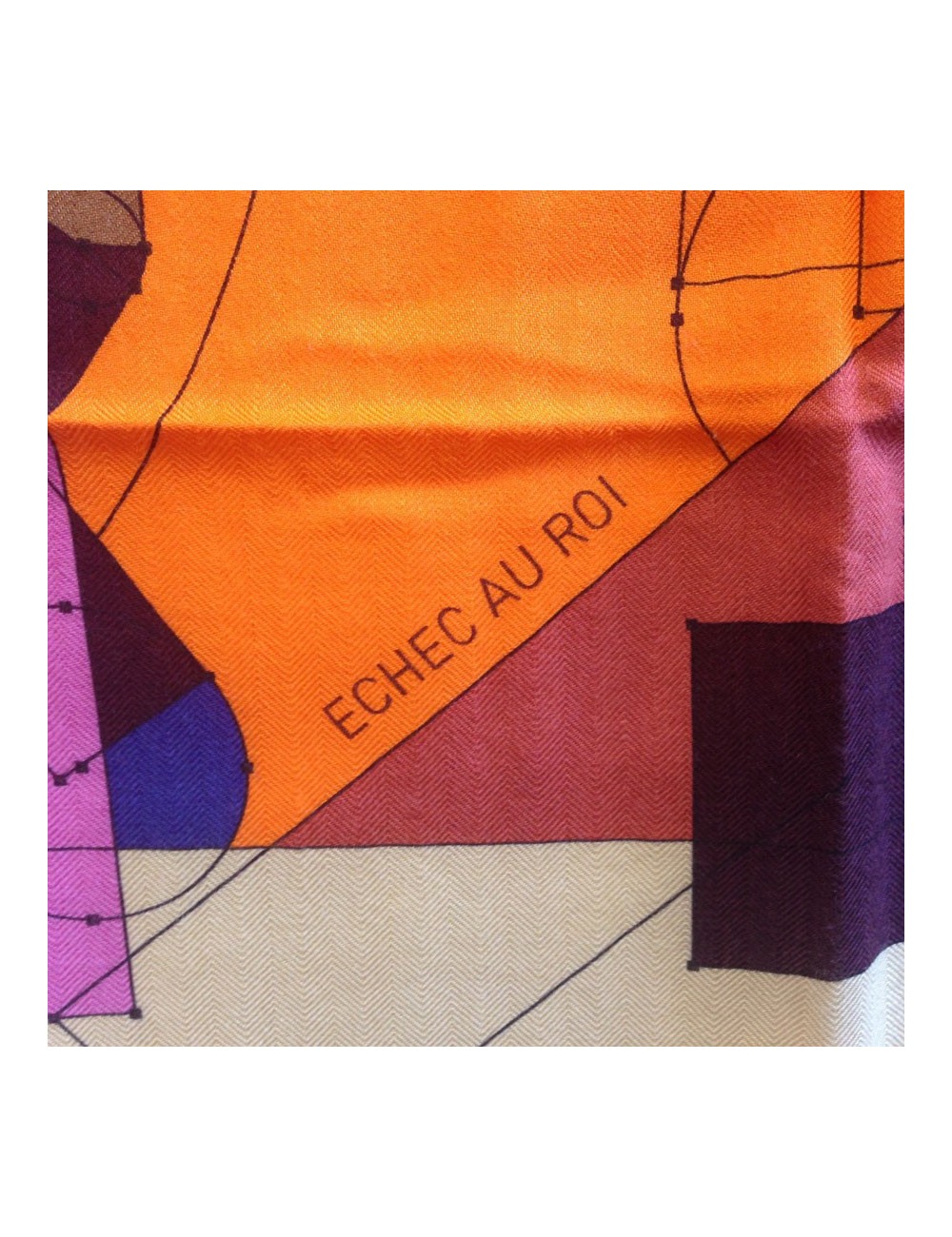 HERMES Shawl 'Echec au roi ' in multicolored cashmere and silk 