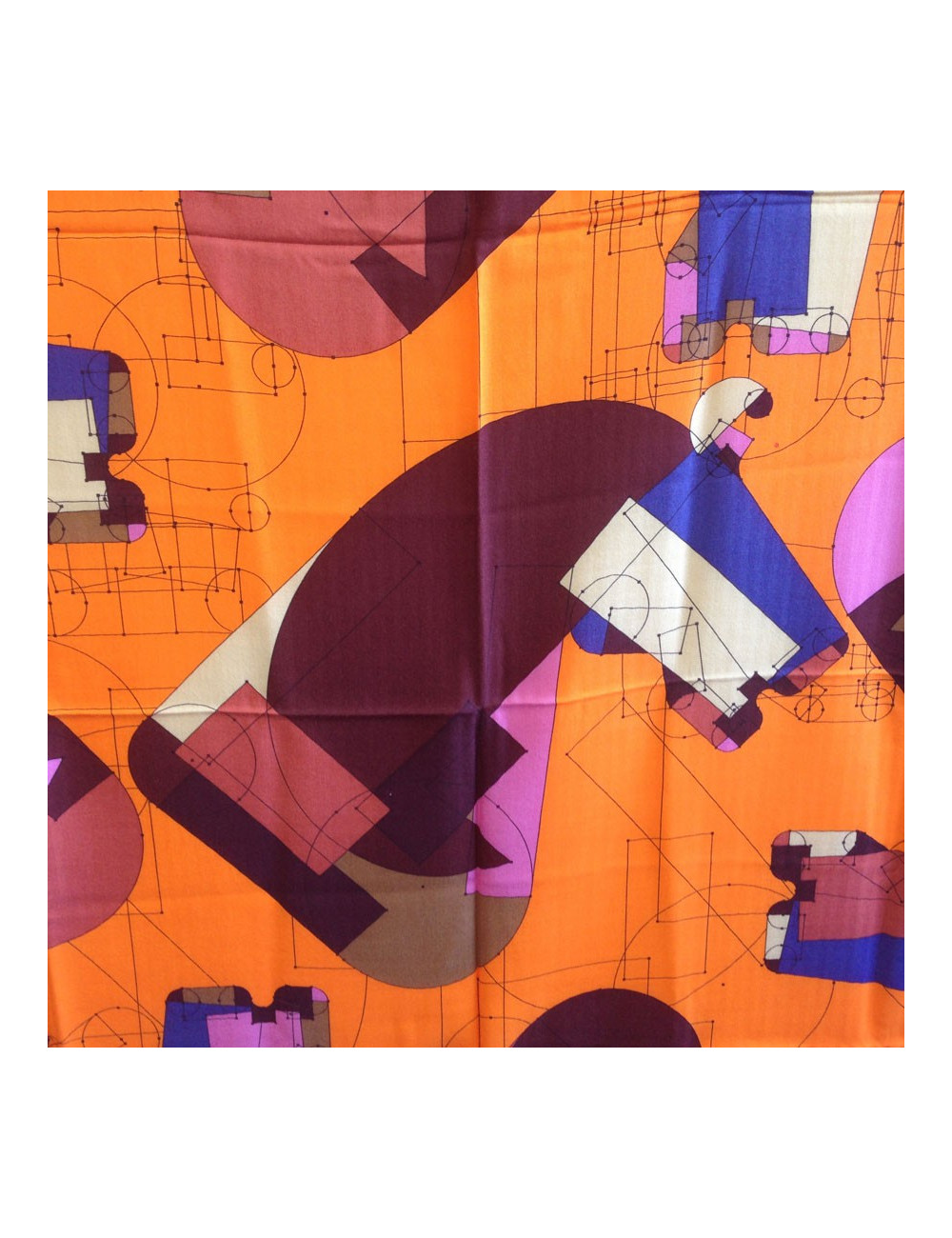 HERMES Shawl 'Echec au roi ' in multicolored cashmere and silk 