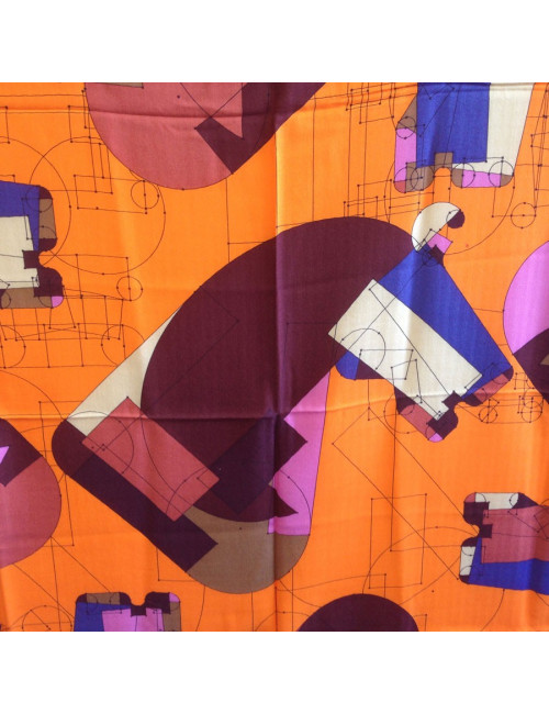 HERMES Shawl 'Echec au roi ' in multicolored cashmere and silk 