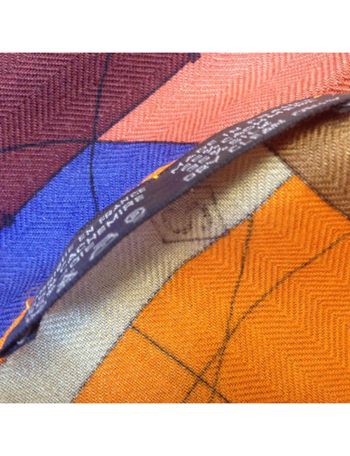 HERMES Shawl 'Echec au roi ' in multicolored cashmere and silk 