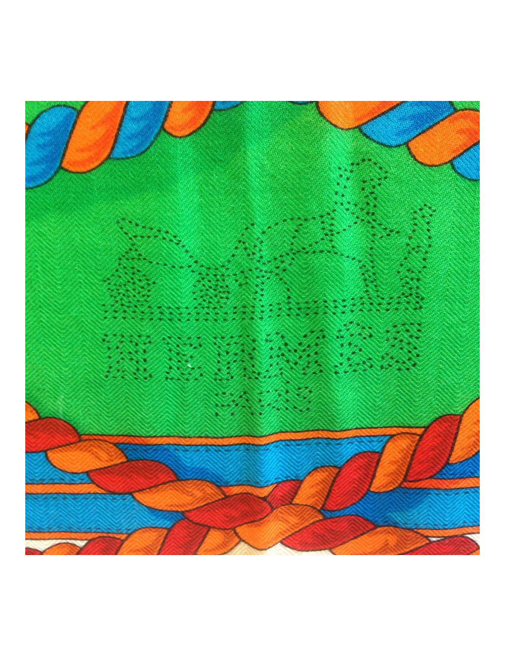 Châle HERMES "Grande tenue" en cachemire et soie bleu 