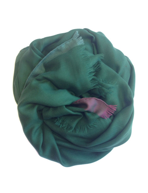 Châle HERMES à frange vert anglais en soie