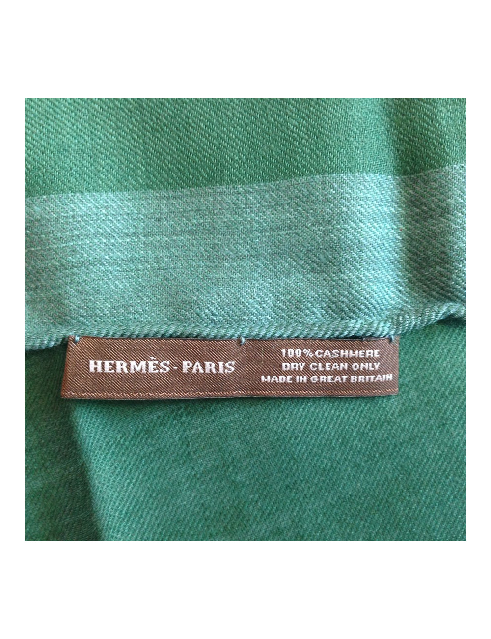 Shawl HERMES fringe green English silk
