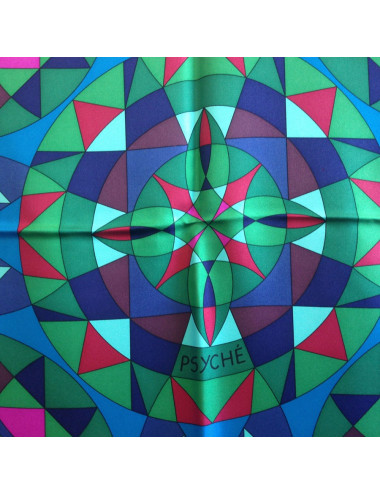 Grand carré HERMES "Psyché" en soie violet 2