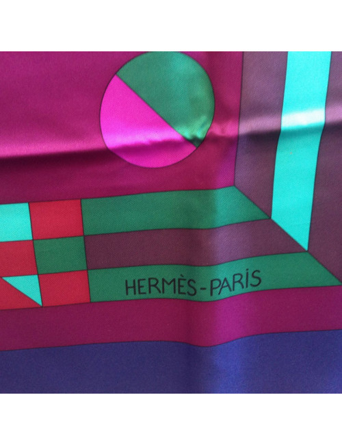 HERMES 'Psyche' purple large silk scarf