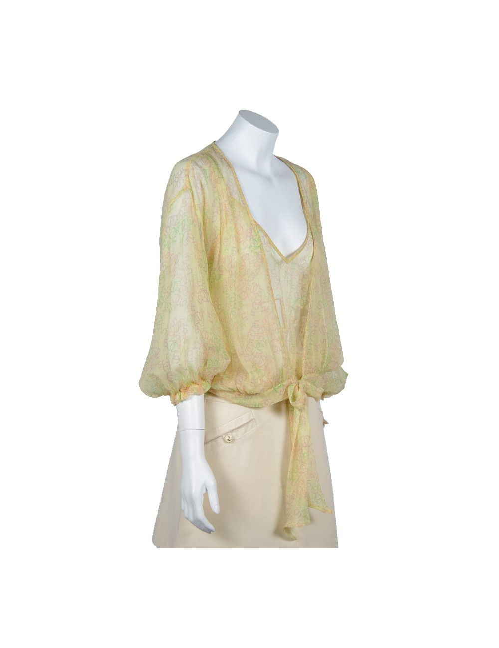 Twin set yellow chick silk CHANEL T42