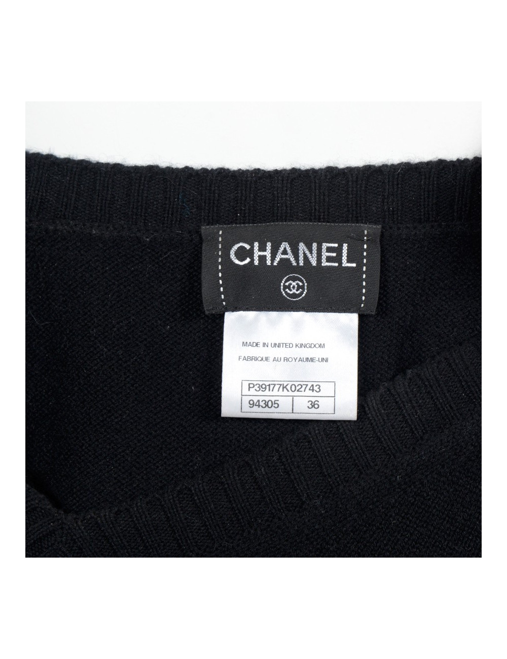 Robe CHANEL T 36 cachemire noire