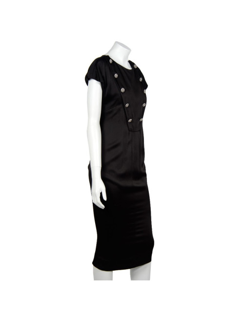 T38 black silk CHANEL dress