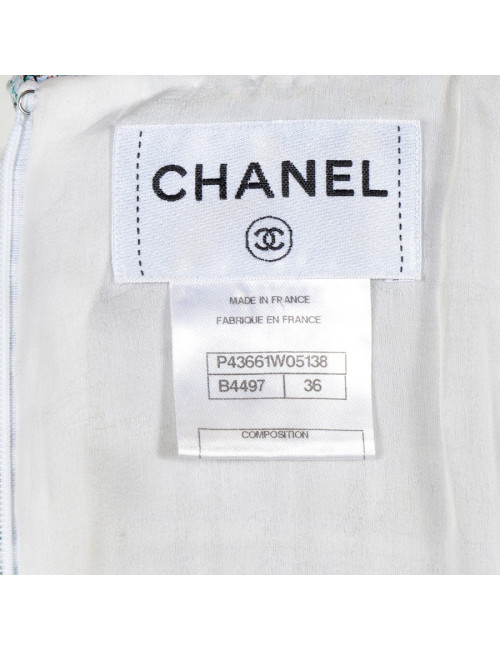 Robe CHANEL T 36  cuir blanc et haut vert  couture
