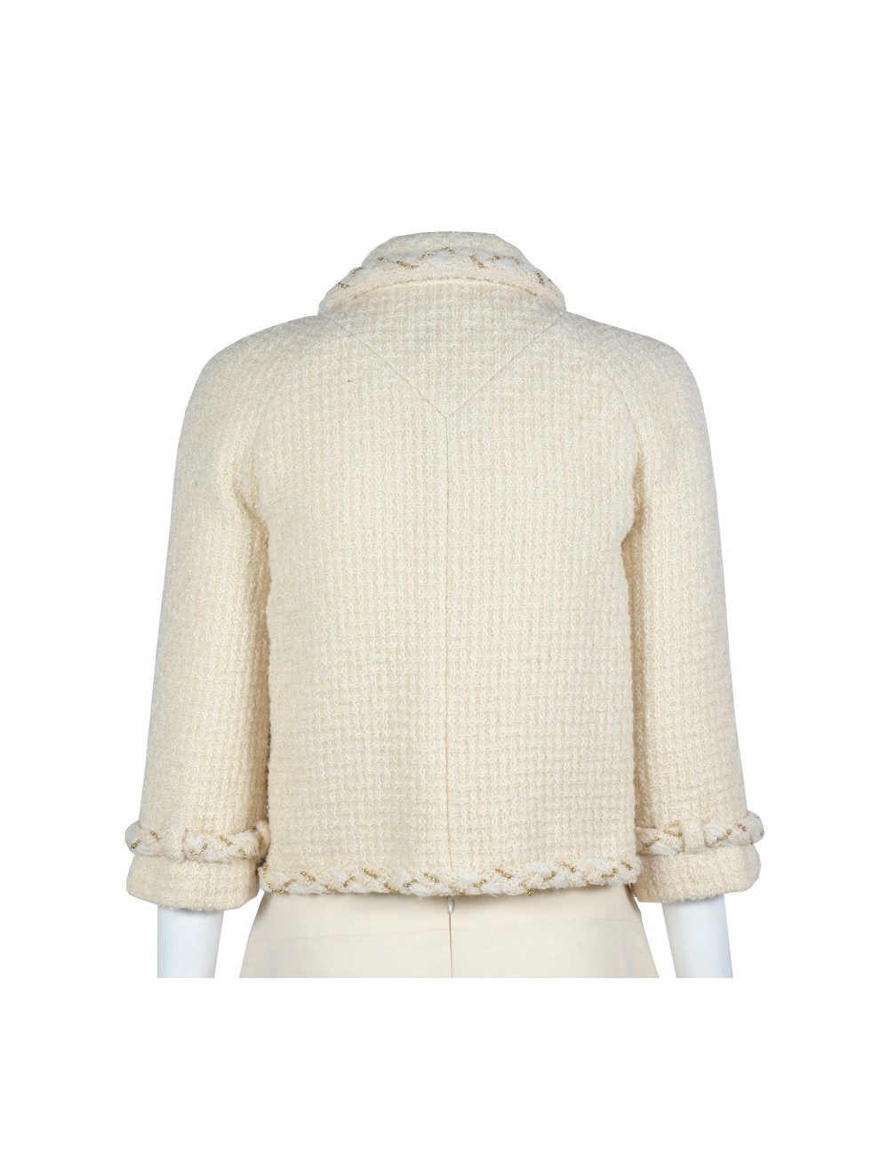 CHANEL jacket beige tweed and gold chain T36