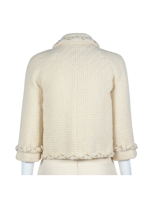 CHANEL jacket beige tweed and gold chain T36
