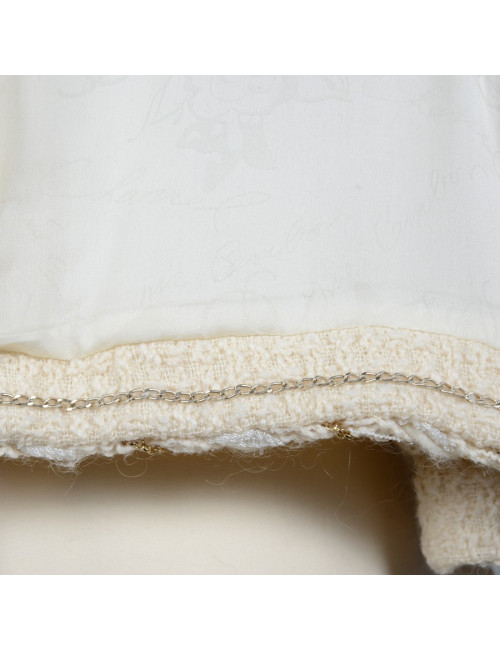 CHANEL jacket beige tweed and gold chain T36