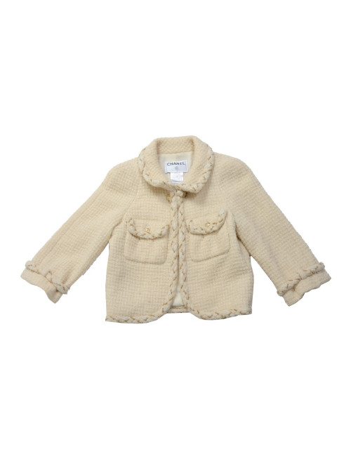 CHANEL jacket beige tweed and gold chain T36