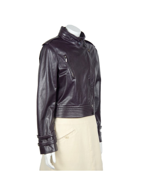 BARBARA BUI purple leather jacket