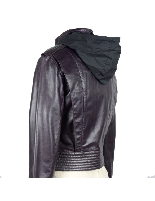 BARBARA BUI purple leather jacket